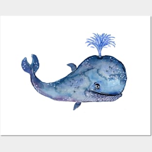 Friendly Blue Whale Posters and Art